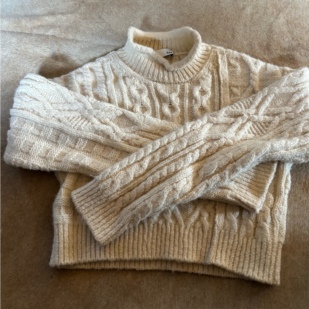 Wilfred Cream Cable Knit Turtleneck Sweater